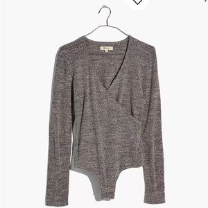 Madewell crossover bodysuit grey